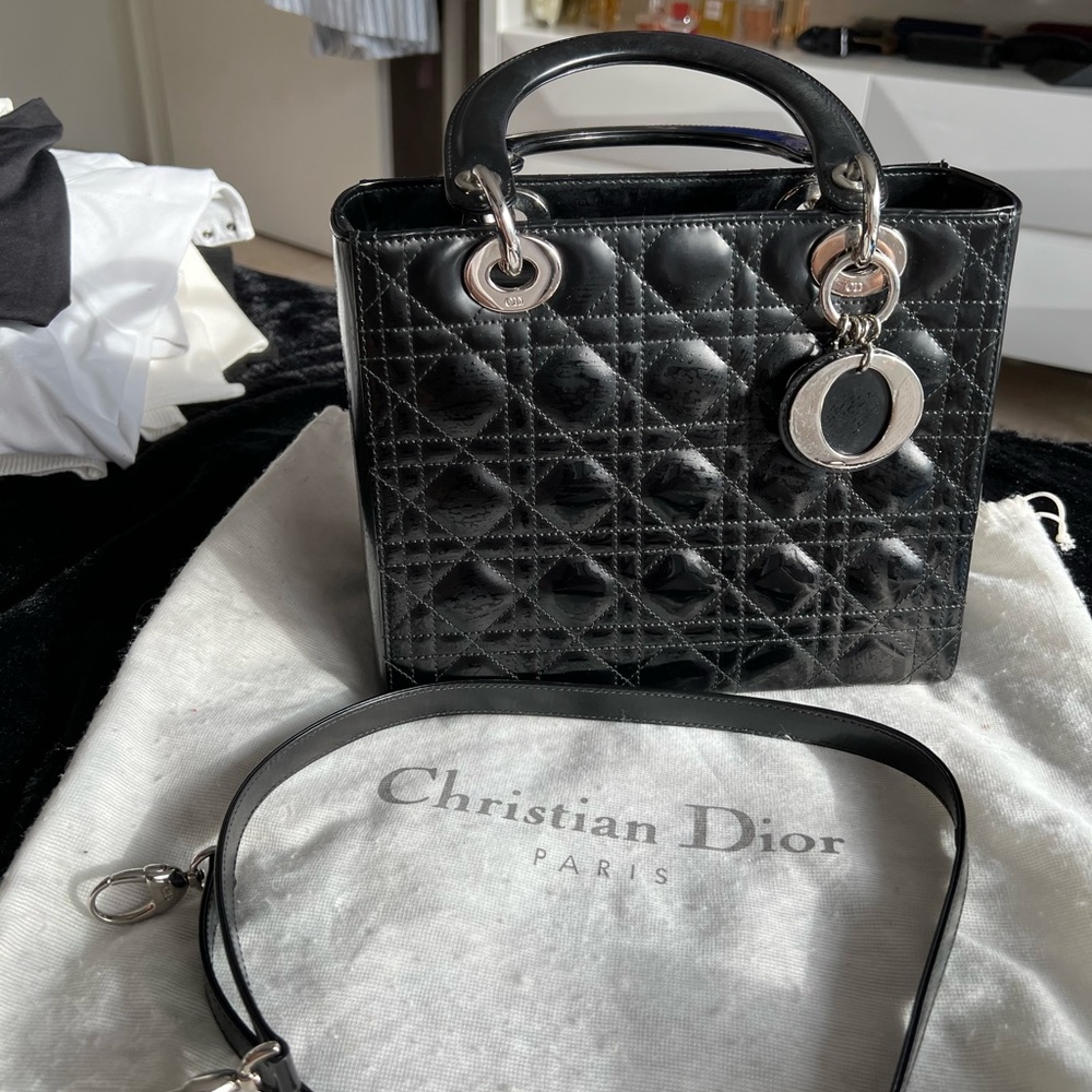 Lady Dior Patent Leather Handbag